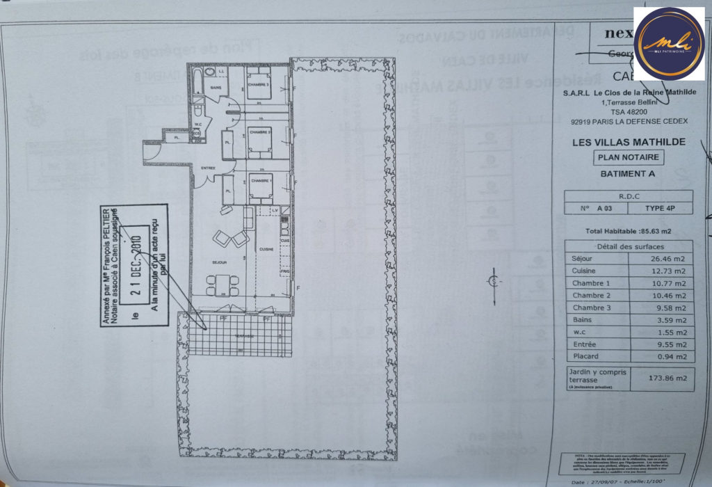 CAEN centre proche Abbaye Aux Dames- T4 (3 chambres) de 85 m² + jardin 150 m² + garage box et cave en sous/sol